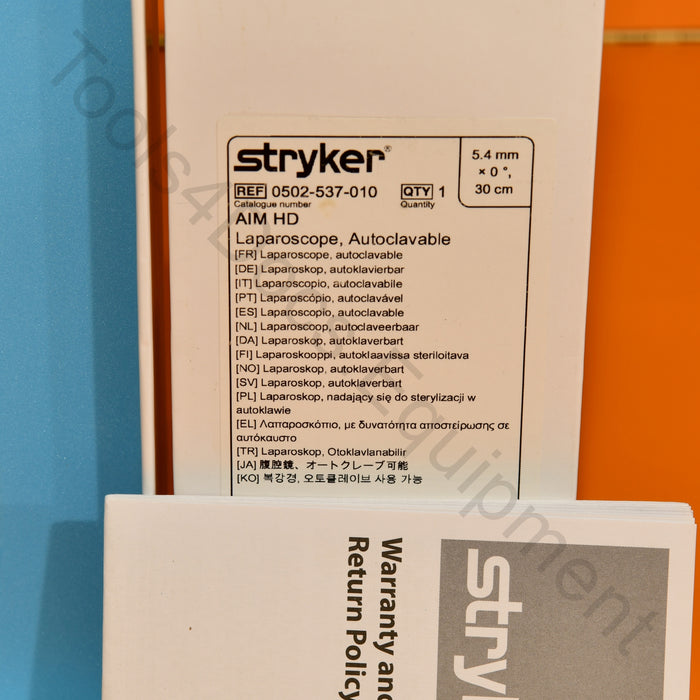 Brand New Stryker 0502-537-010 AIM HD 5mm 0° 30cm Autoclavable Laparoscope
