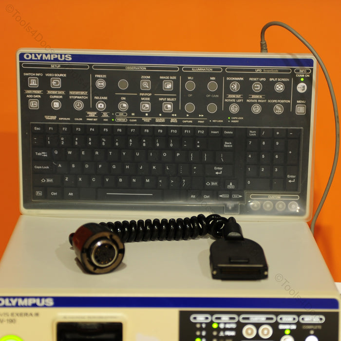 Olympus CV-190 / CLV-190 w/Keyboard, Bottle, Pigtail, Valves and Cables